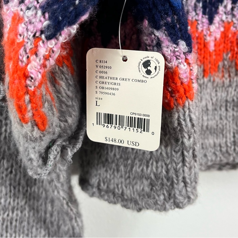 Free People Home For The Holidays Wool Blend Sweater Size Large NWT Gray Combo - Picture 7 of 11